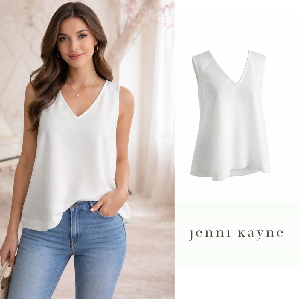 NEW Jenni Kayne V Neck Crepe blouse in Ivory